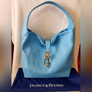 Dooney & Bourke Caribbean Blue Belvedere Logo Lock Hobo